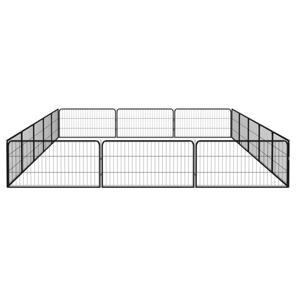 16-tlg. Hundelaufstall Schwarz 100x50cm Stahl Pulverbeschichtet