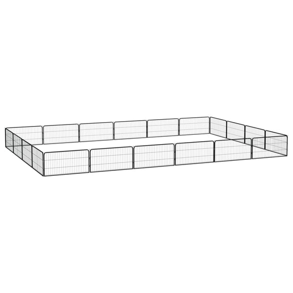 20-tlg. Hundelaufstall Schwarz 100x50cm Stahl Pulverbeschichtet