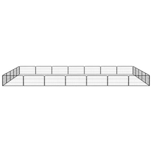 24-tlg. Hundelaufstall Schwarz 100x50cm Stahl Pulverbeschichtet