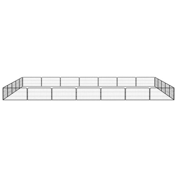 24-tlg. Hundelaufstall Schwarz 100x50cm Stahl Pulverbeschichtet