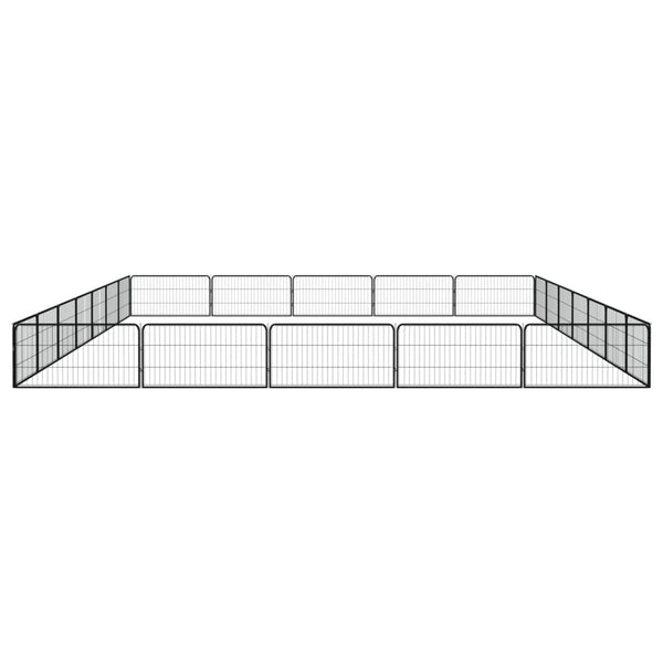 24-tlg. Hundelaufstall Schwarz 100x50cm Stahl Pulverbeschichtet