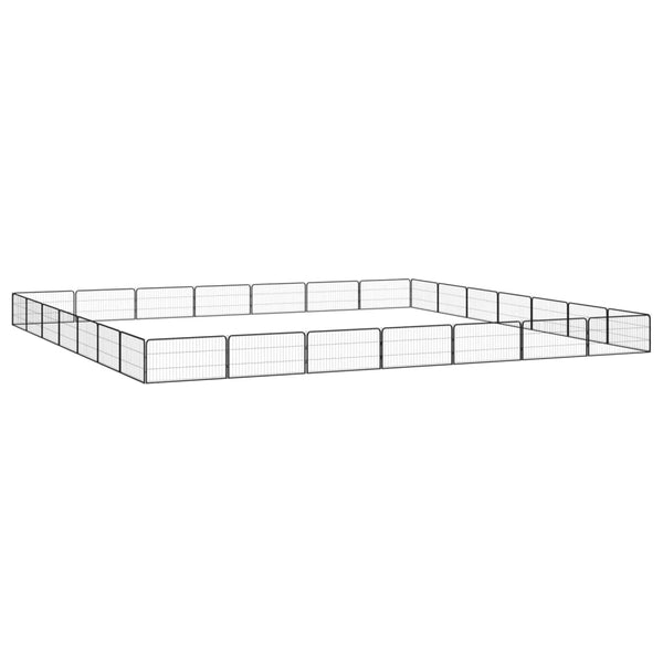 28-tlg. Hundelaufstall Schwarz 100x50cm Stahl Pulverbeschichtet