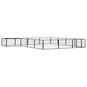 16-tlg. Hundelaufstall Schwarz 100x50cm Stahl Pulverbeschichtet