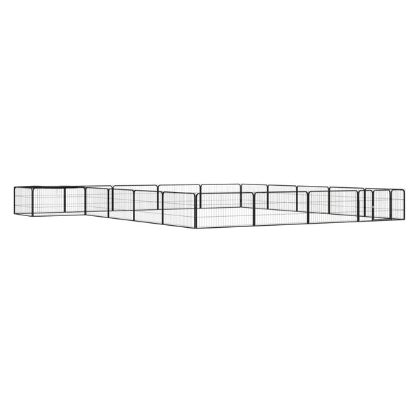 20-tlg. Hundelaufstall Schwarz 100x50cm Stahl Pulverbeschichtet