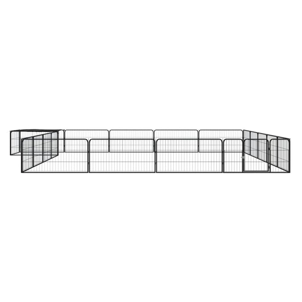 20-tlg. Hundelaufstall Schwarz 100x50cm Stahl Pulverbeschichtet
