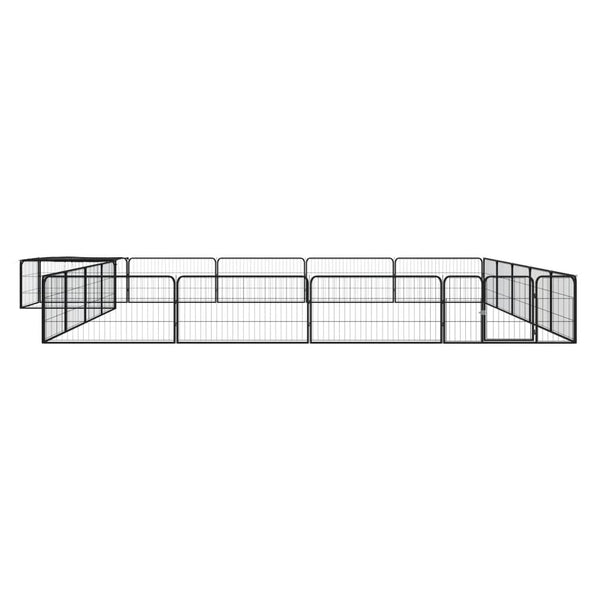 20-tlg. Hundelaufstall Schwarz 100x50cm Stahl Pulverbeschichtet