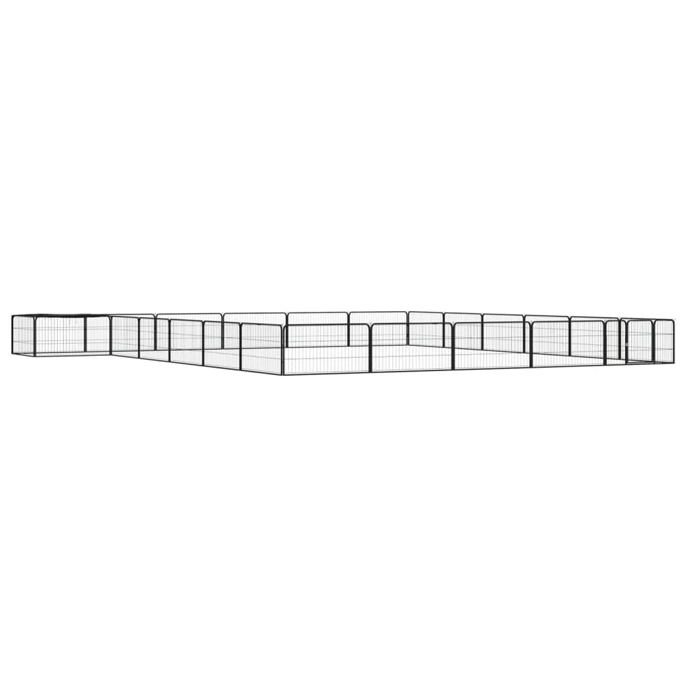 24-tlg. Hundelaufstall Schwarz 100x50cm Stahl Pulverbeschichtet