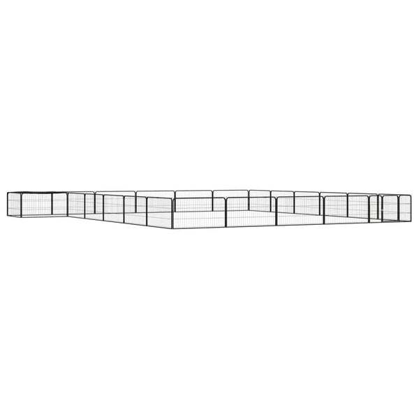 24-tlg. Hundelaufstall Schwarz 100x50cm Stahl Pulverbeschichtet