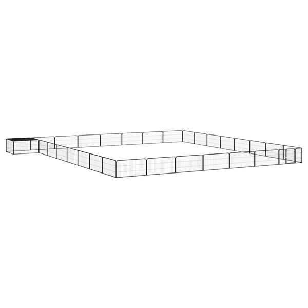 32-tlg. Hundelaufstall Schwarz 100x50cm Stahl Pulverbeschichtet