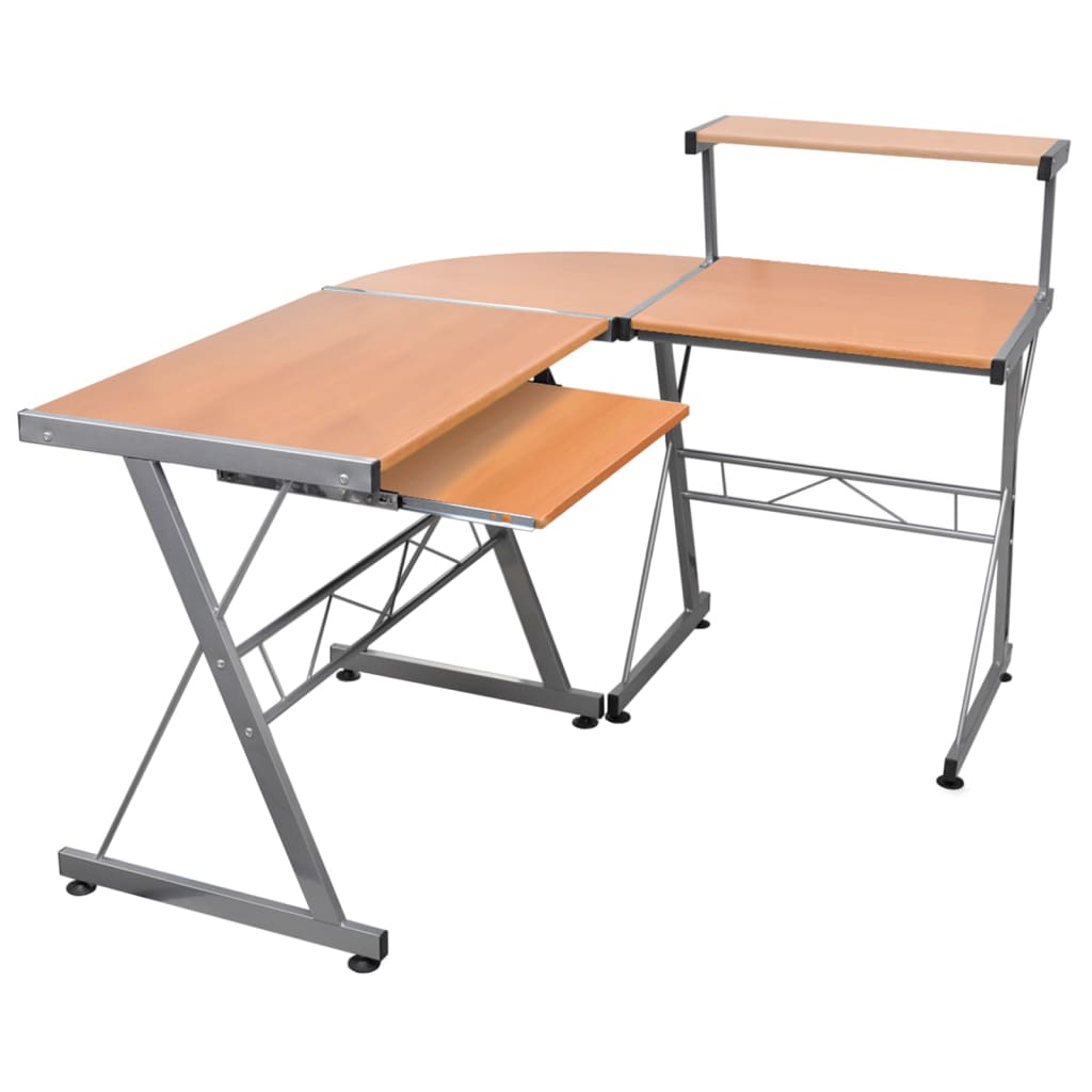 vidaXL Bureau d'angle informatique marron 132x112x99 cm bois d'ingénierie