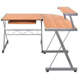 vidaXL Bureau d'angle informatique marron 132x112x99 cm bois d'ingénierie