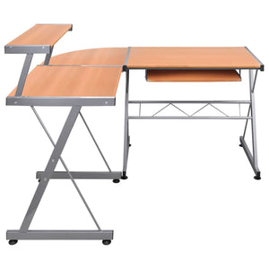 vidaXL Bureau d'angle informatique marron 132x112x99 cm bois d'ingénierie