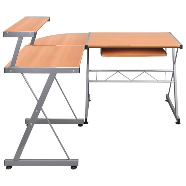 vidaXL Bureau d'angle informatique marron 132x112x99 cm bois d'ingénierie