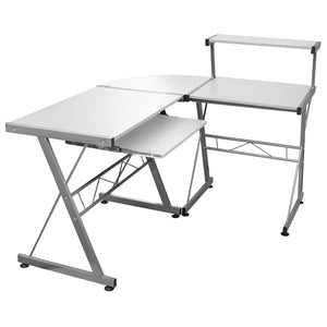 vidaXL Bureau d'ordinateur d'angle blanc 132x112x99 cm Bois d'ingénierie