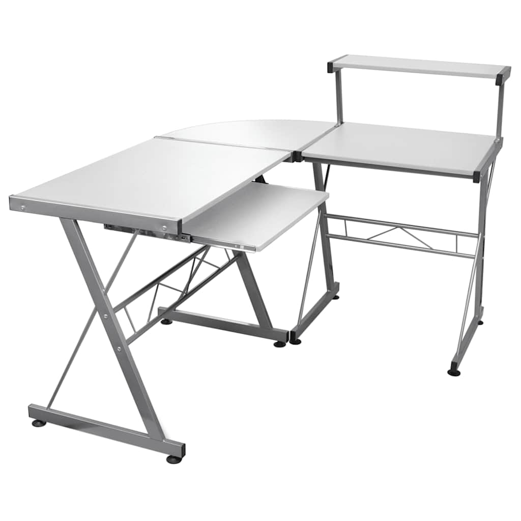 vidaXL Bureau d'ordinateur d'angle blanc 132x112x99 cm Bois d'ingénierie