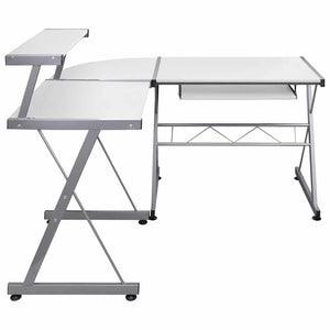 vidaXL Bureau d'ordinateur d'angle blanc 132x112x99 cm Bois d'ingénierie