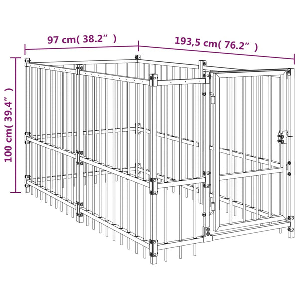 Hundezwinger Schwarz 193,5x97x100 cm Stahl