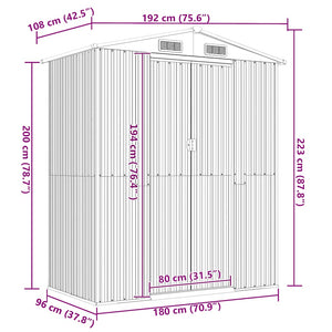 vidaXL Abri de jardin vert 192x108x223 cm Acier galvanisé
