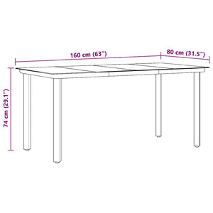 Schwarzer Garten-Esstisch 160 cm