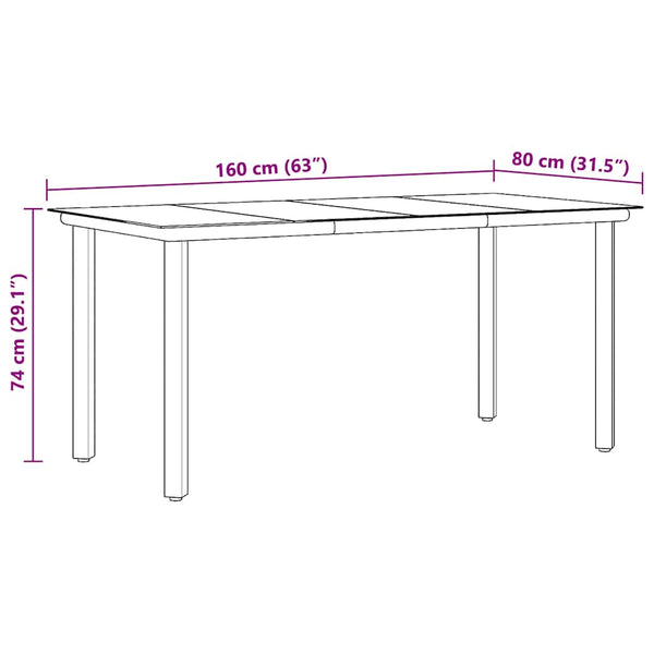 Schwarzer Garten-Esstisch 160 cm