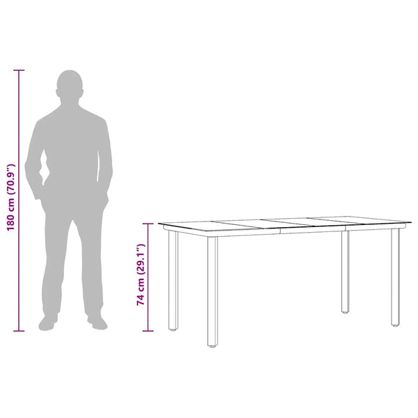Schwarzer Garten-Esstisch 160 cm