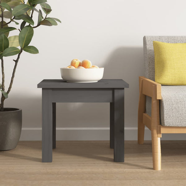 Grauer Couchtisch Kiefer Massivholz 35x35 cm