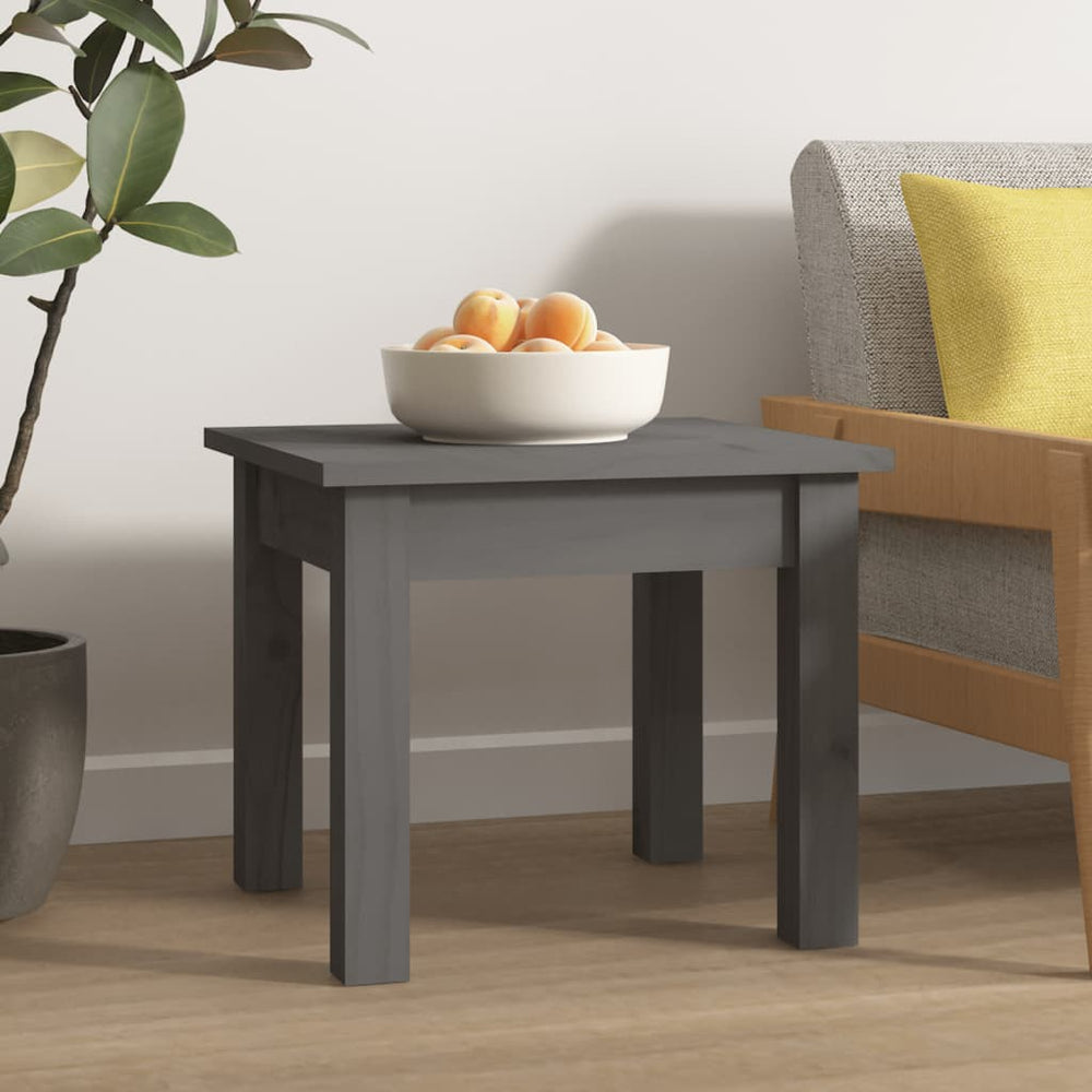vidaXL Table basse grise 35x35x30 cm en bois de pin massif