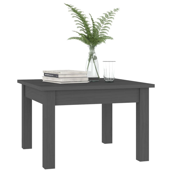Grauer Couchtisch 45x45 cm Kiefer Massivholz