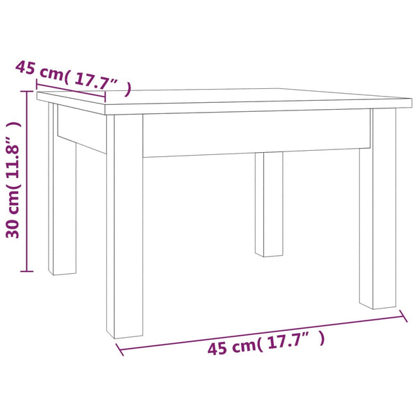 Grauer Couchtisch 45x45 cm Kiefer Massivholz