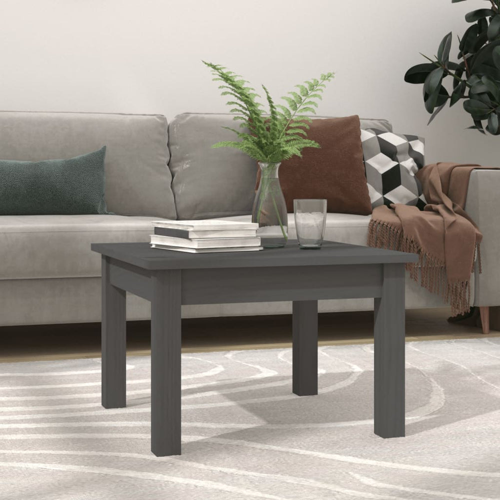 Grauer Couchtisch 45x45 cm Kiefer Massivholz