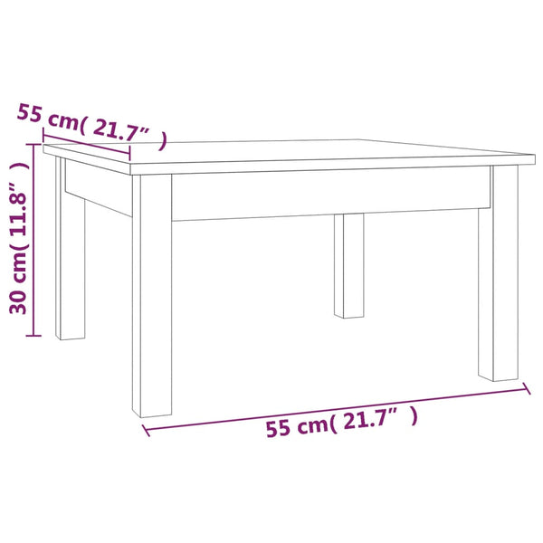 Weißer Couchtisch 55x55cm Kiefer Massivholz