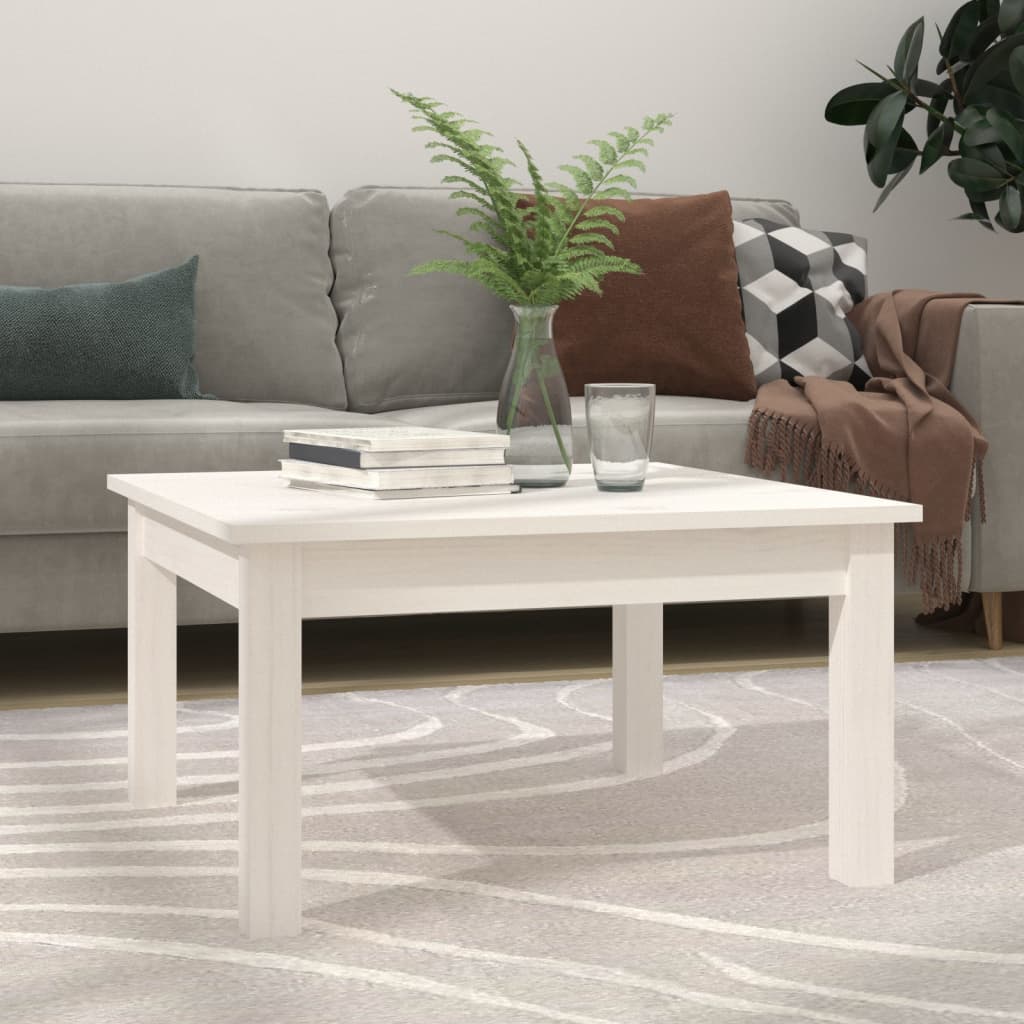 Weißer Couchtisch 55x55cm Kiefer Massivholz
