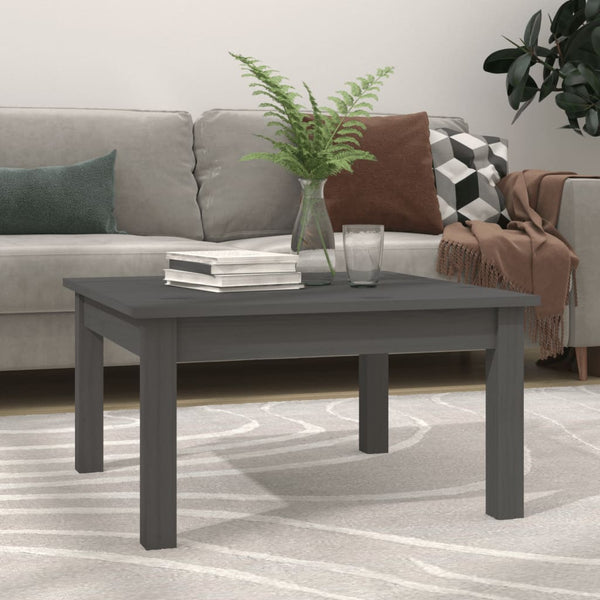 Grauer Couchtisch 55x55 cm Kiefer Massivholz