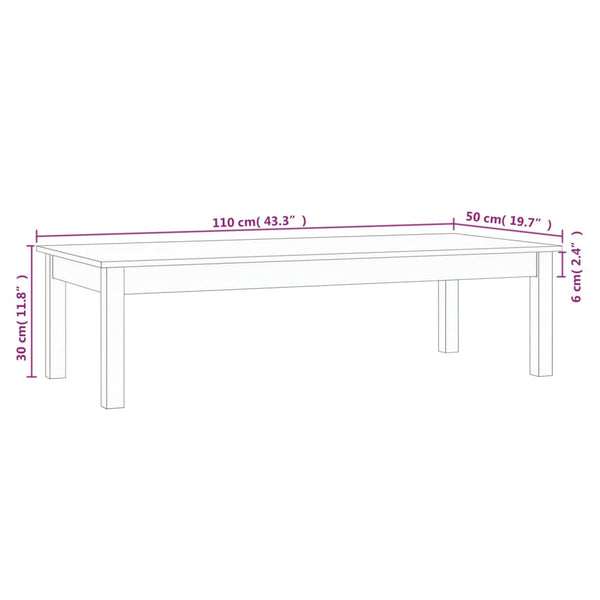 Couchtisch Kiefer Massivholz 110x50 cm