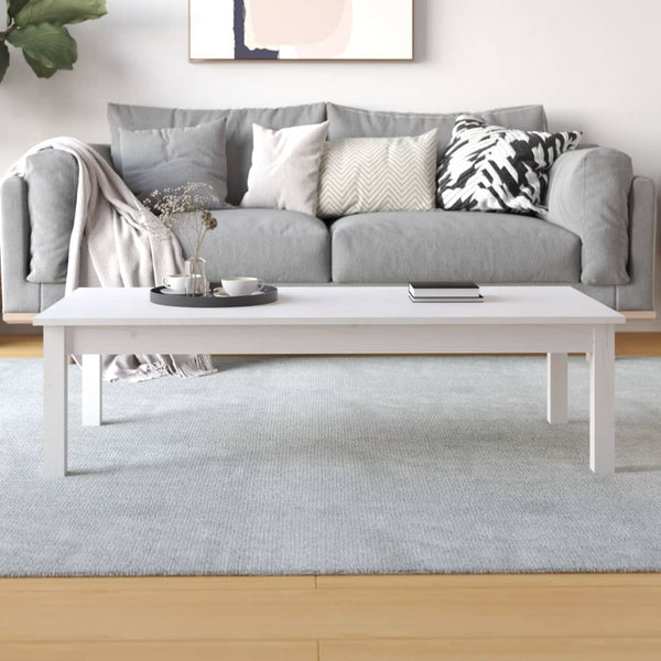 Weißer Couchtisch 110x50 cm Kiefer Massivholz