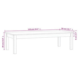 Weißer Couchtisch 110x50 cm Kiefer Massivholz
