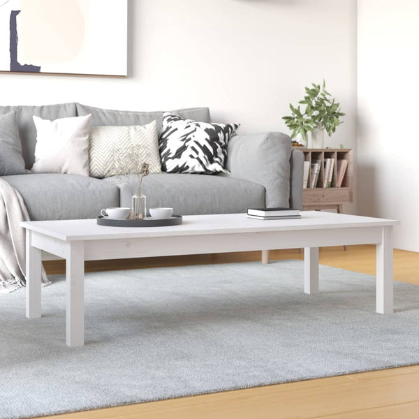 Weißer Couchtisch 110x50 cm Kiefer Massivholz