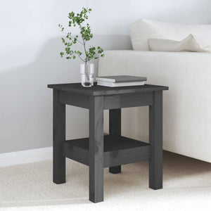 Grauer Couchtisch 35x35 cm Kiefer Massivholz