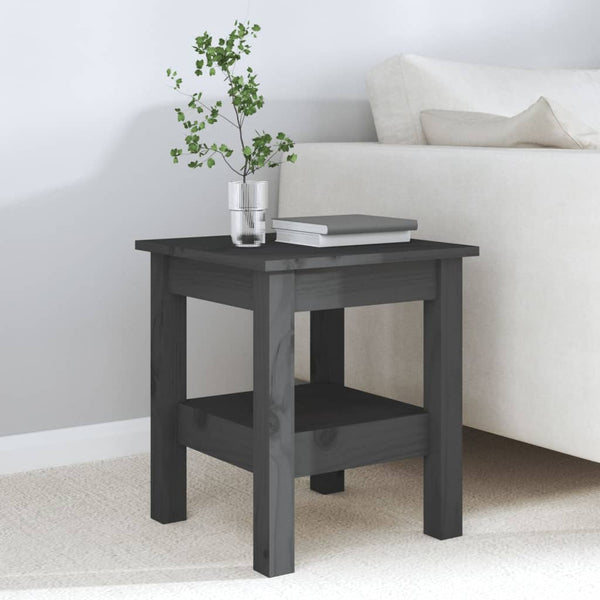 Grauer Couchtisch 35x35 cm Kiefer Massivholz