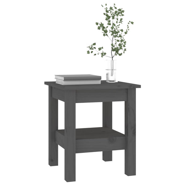 Grauer Couchtisch 35x35 cm Kiefer Massivholz