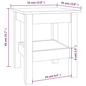 Grauer Couchtisch 35x35 cm Kiefer Massivholz