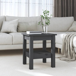 Grauer Couchtisch 35x35 cm Kiefer Massivholz
