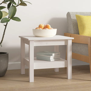 Weißer Couchtisch Kiefer Massivholz 45x45 cm