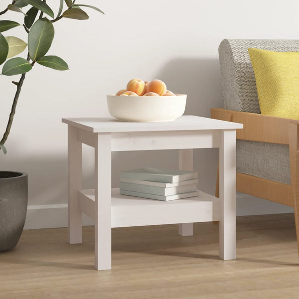 Weißer Couchtisch Kiefer Massivholz 45x45 cm