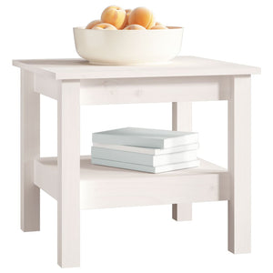 Weißer Couchtisch Kiefer Massivholz 45x45 cm