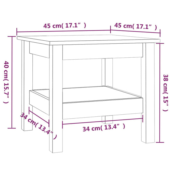 Weißer Couchtisch Kiefer Massivholz 45x45 cm