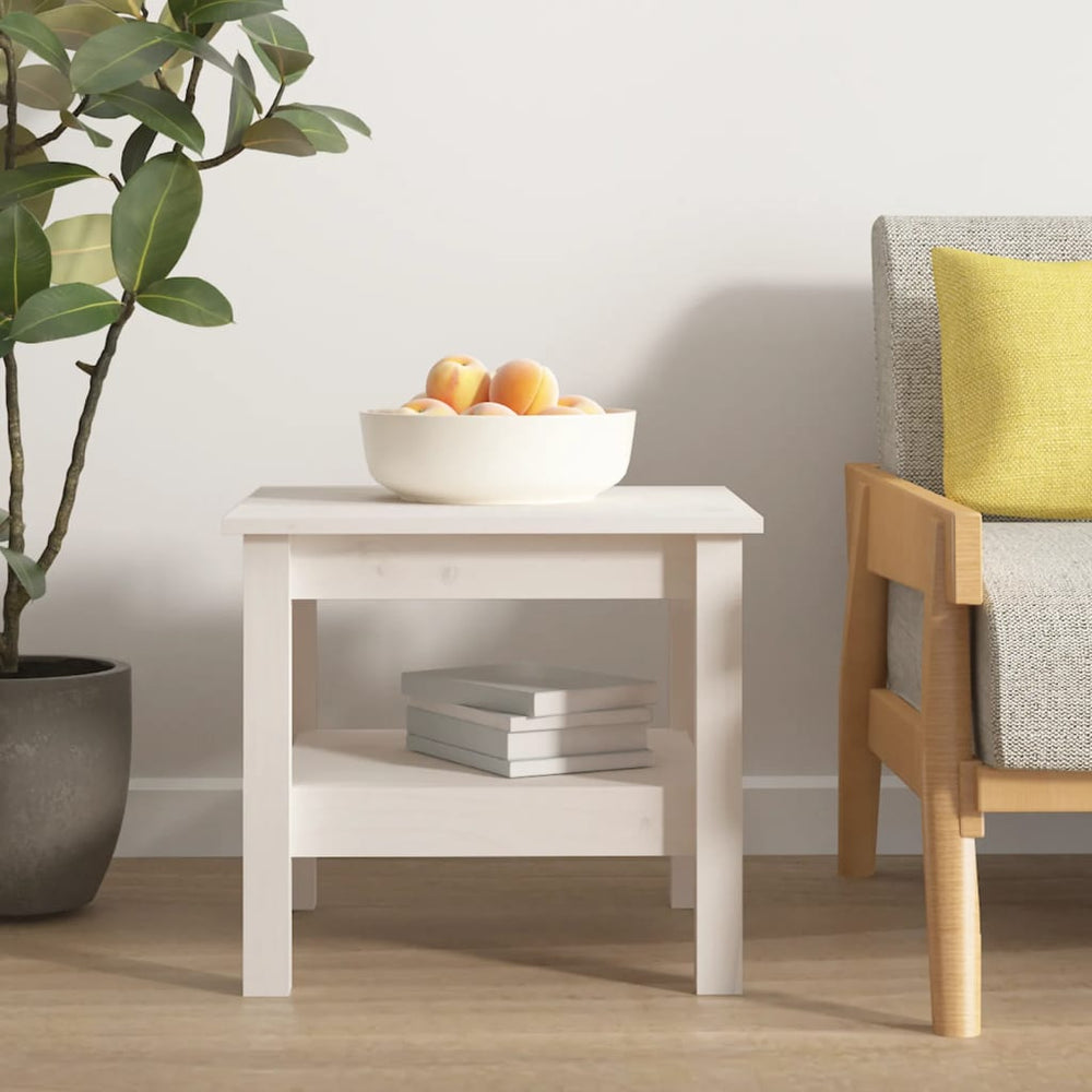 vidaXL Coffee Table White 45 x 45 x 40 cm Solid Pine Wood