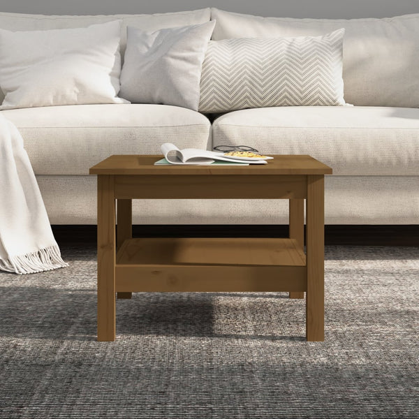 Couchtisch Honigbraun Kiefer Massivholz 55x55 cm