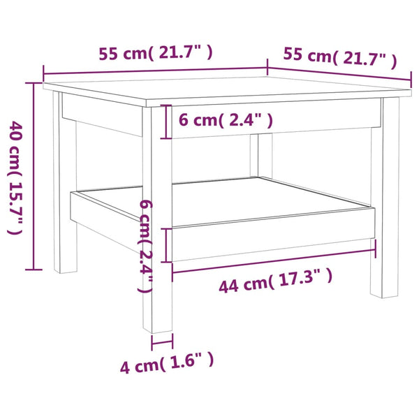 Couchtisch Honigbraun Kiefer Massivholz 55x55 cm