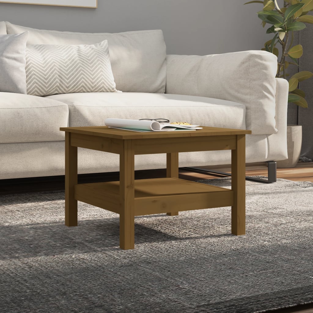 Couchtisch Honigbraun Kiefer Massivholz 55x55 cm
